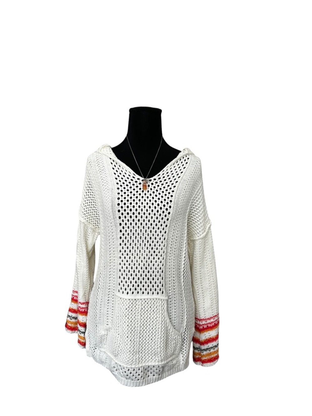 BKE Cream Open-Knit Crochet Sweater